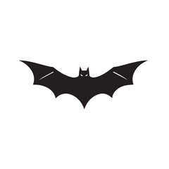 A black bat with outstretched wings. Bat silhouette on white background. Bat logo design.  Bat Silhouettes Vector Design.