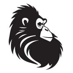 Monkey logo. Monkey Face Icon. Monkey head silhouette on white background. Vector Illustration. 