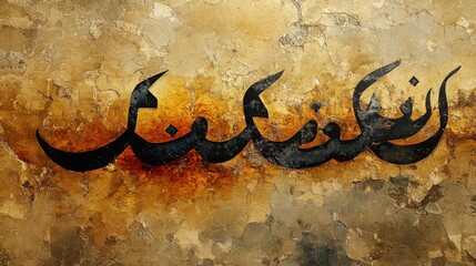 Traditional arabic calligraphy on textured gold and brown background