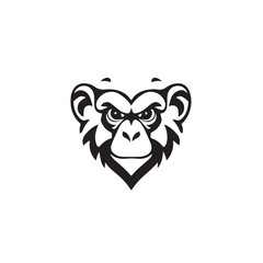 Monkey logo. Monkey Face Icon. Monkey head silhouette on white background. Vector Illustration. 