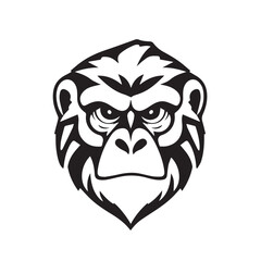Monkey logo. Monkey Face Icon. Monkey head silhouette on white background. Vector Illustration. 