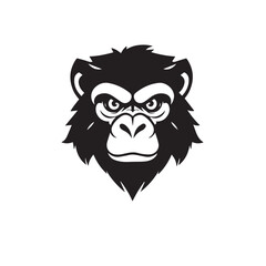 Monkey logo. Monkey Face Icon. Monkey head silhouette on white background. Vector Illustration. 