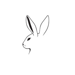 Rabbit head silhouette. Rabbit logo design. Rabbit vector illustration. 