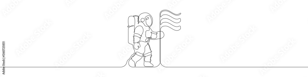 Poster astronaut icon line continuous drawing vector. one line cosmonaut icon vector background. spaceman i