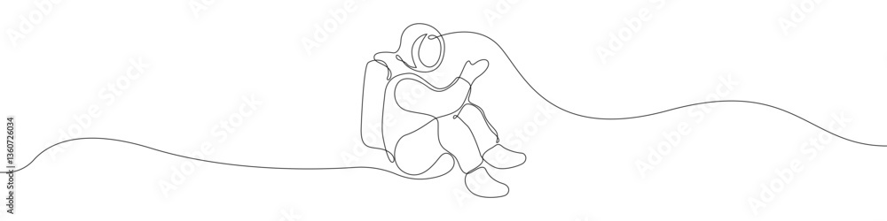 Poster astronaut icon line continuous drawing vector. one line cosmonaut icon vector background. spaceman i