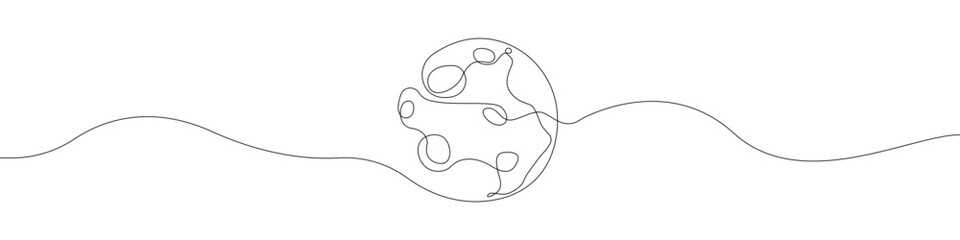 Moon icon line continuous drawing vector. One line Planet icon vector background. Earth's satellite icon. Continuous outline of a Moon icon.