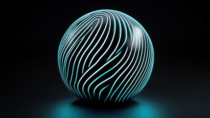 Fototapeta premium Glowing sphere, dark background, abstract art, digital design