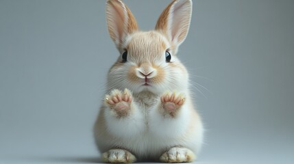 Obraz premium Adorable Baby Bunny Rabbit Fluffy Paws Cute Pet Animal Photography Studio Shot Sweet Innocent Easter Bunny Little Rabbit Adorable Bunny Rabbit Image 