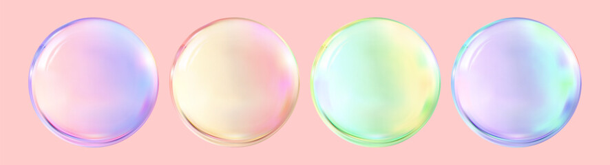 Realistic glossy glass ball.Abstract 3D light bubble with glare.Geometric abstract shape.