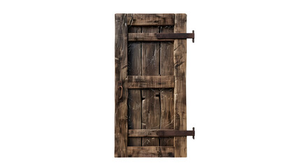 Old Wooden Door with Rustic Metal Hinges and Handle Vintage Texture for Design Projects