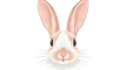 Fototapeta premium Detailed Illustration of a Rabbit Face with Long Ears and Whiskers Perfect for Nature Wildlif