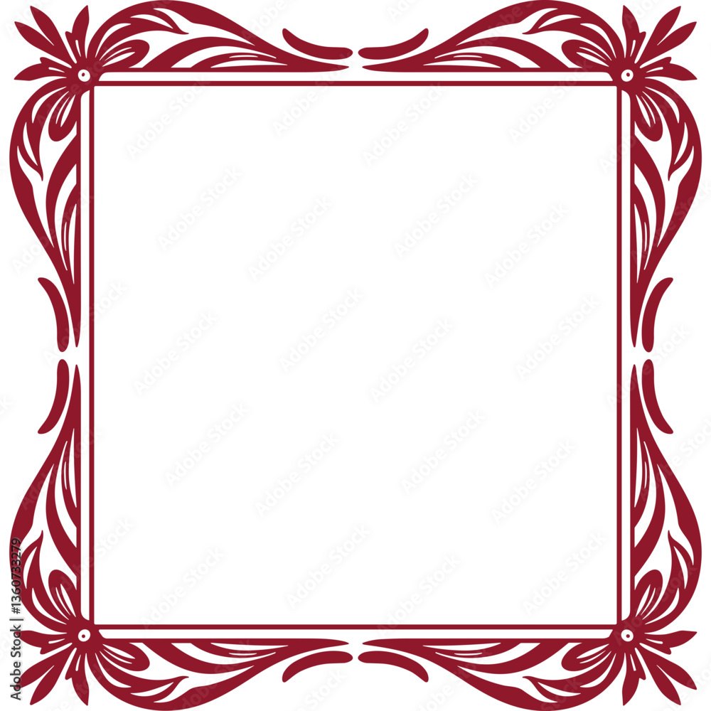 Poster ornate decorative frame with floral elements featuring a square shape and elegant graphic design per