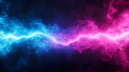 Naklejka premium Blue and pink electrical clash atmospheric thunderbolt energy blast picture