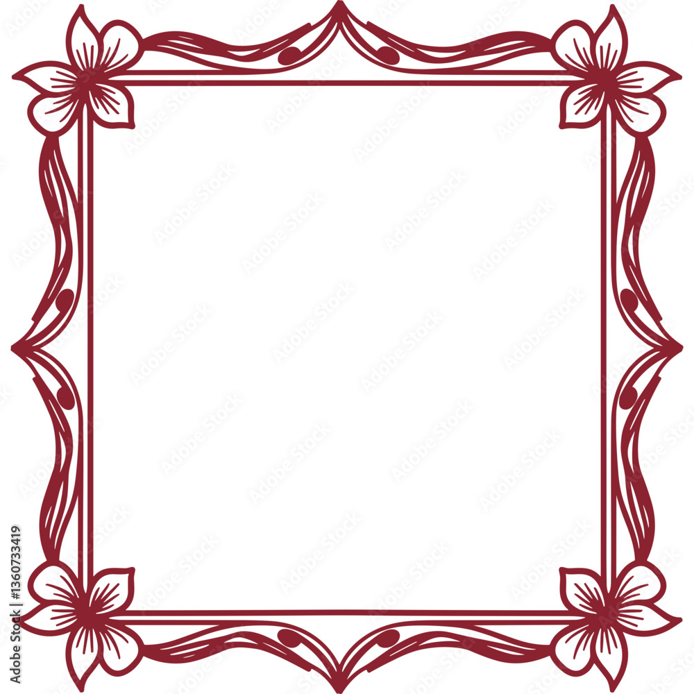 Aufkleber decorative floral frame with flower accents square shape creating elegant border for invitations and