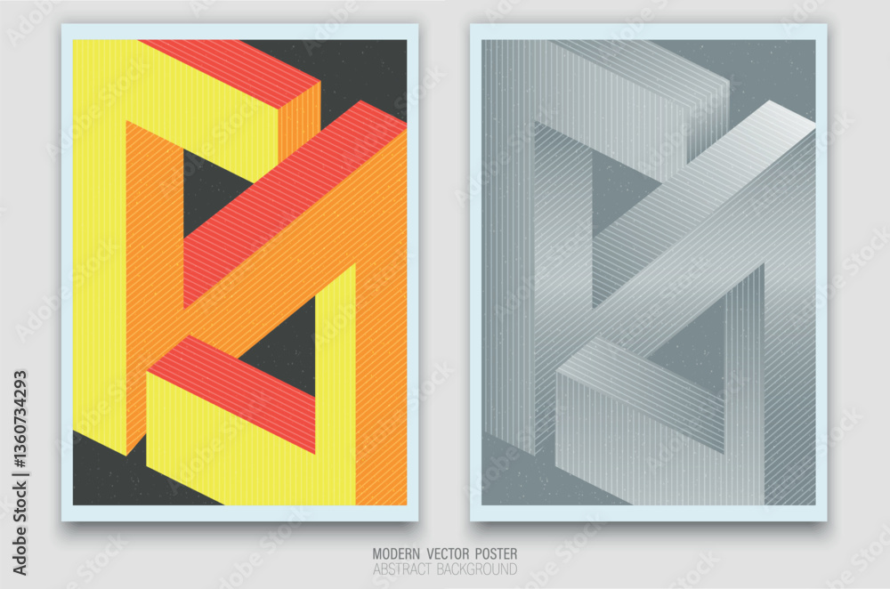 Aufkleber abstract impossible figure in isometric style. geometric illusion with the effect of an endless cons
