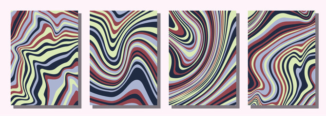 Abstract psychedelic groovy set background.