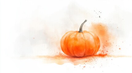 Autumn Watercolor Pumpkin Painting: A Festive Harvest Illustration