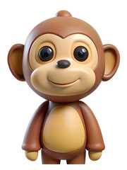 Obraz premium Cute 3D Cartoon Monkey Character Standing and Smiling 