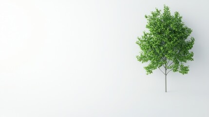 Obraz premium Single Green Tree Against White Background: Minimalist Nature Image