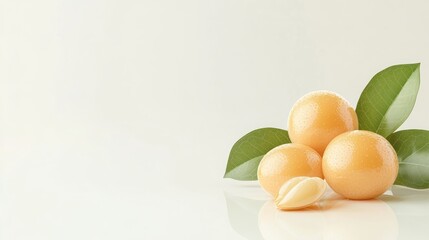 Freshly Picked Golden Apples on a White Background