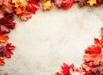 Colorful Autumn Leaves Framing a Textured Background for Fall Season Designs