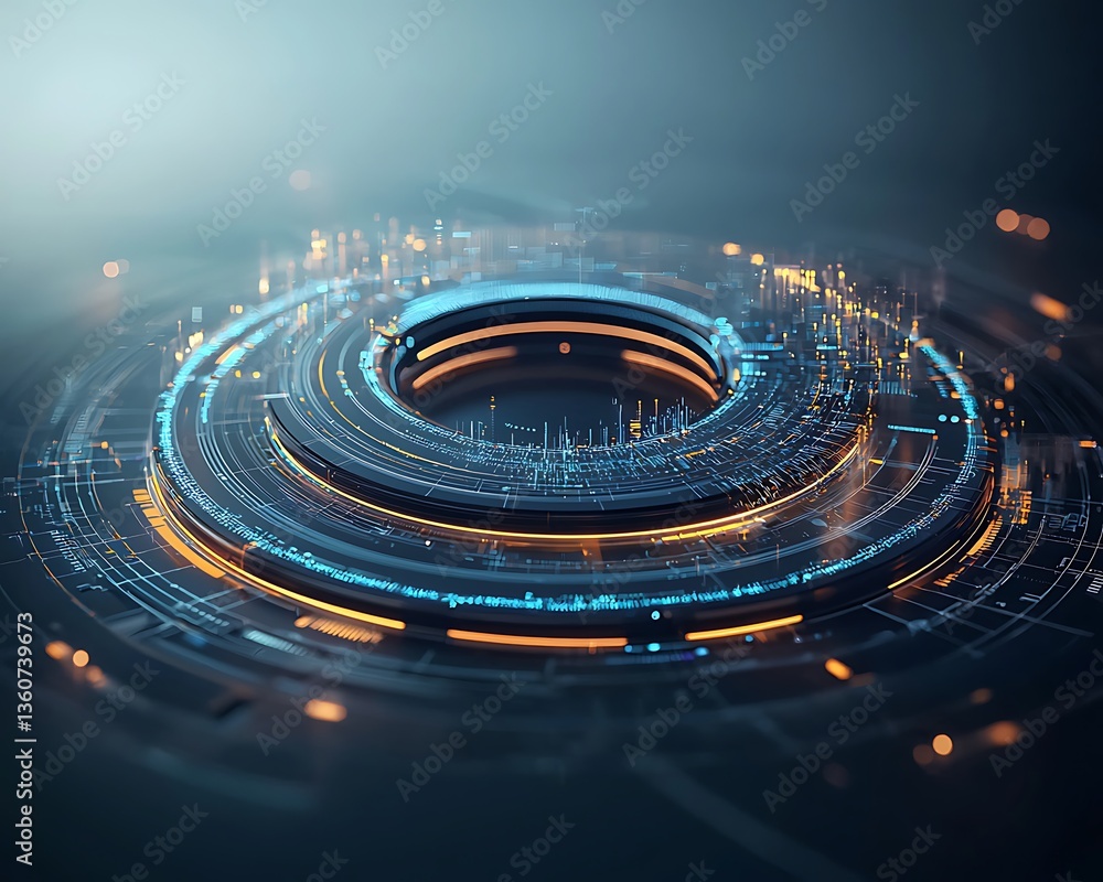 Aufkleber futuristic, abstract technology display with concentric rings