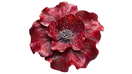 Vibrant Red Flower with Dew Drops CloseUp Nature Photography Botanical Artwork for Design an