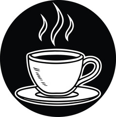Simple black and cream coffee cup graphic design