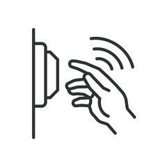 Motion sensor, icon in line design. Sensor, movement detection, infrared sensor, motion detection on white background vector. Motion sensor, icon in line design, editable stroke icon