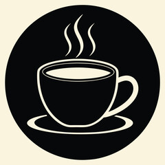 Simple black and cream coffee cup graphic design