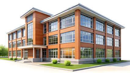  A modern university, college, or school building featuring classic architecture, isolated on a transparent background, perfect for academic and educational use.