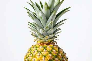 Fototapeta premium Close up image of a fresh ripe pineapple on white backdrop