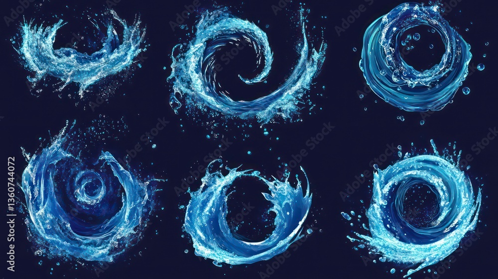 Aufkleber abstract water splash patterns on dark background. possible use graphic design element