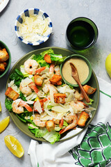 Caesar Salad with Shrimp and Croutons