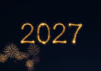 2027 New Year Sparkler Fireworks Night Celebration