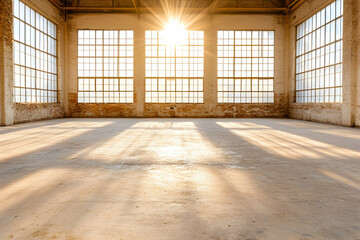 Sunlit Empty Factory Interior