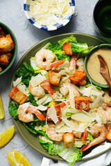 Caesar Salad with Shrimp and Croutons