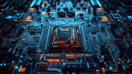 Fototapeta premium Artificial Intelligence Core with Cyber Circuits Illustration