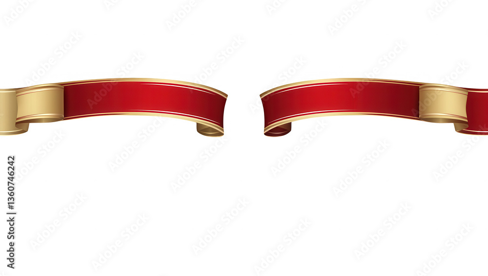 Aufkleber two elegant red ribbons with gold edges positioned at the top and bottom of the frame creating a dec