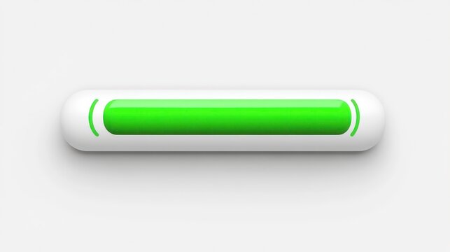Green progress bar updating on white background. System software update in progress. Digital display shows progress. Minimalist design for user interface. Simple, clear indicator. Process of loading