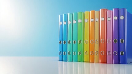 Obraz premium Vibrant Rainbow Ring Binders: A Spectrum of Organization