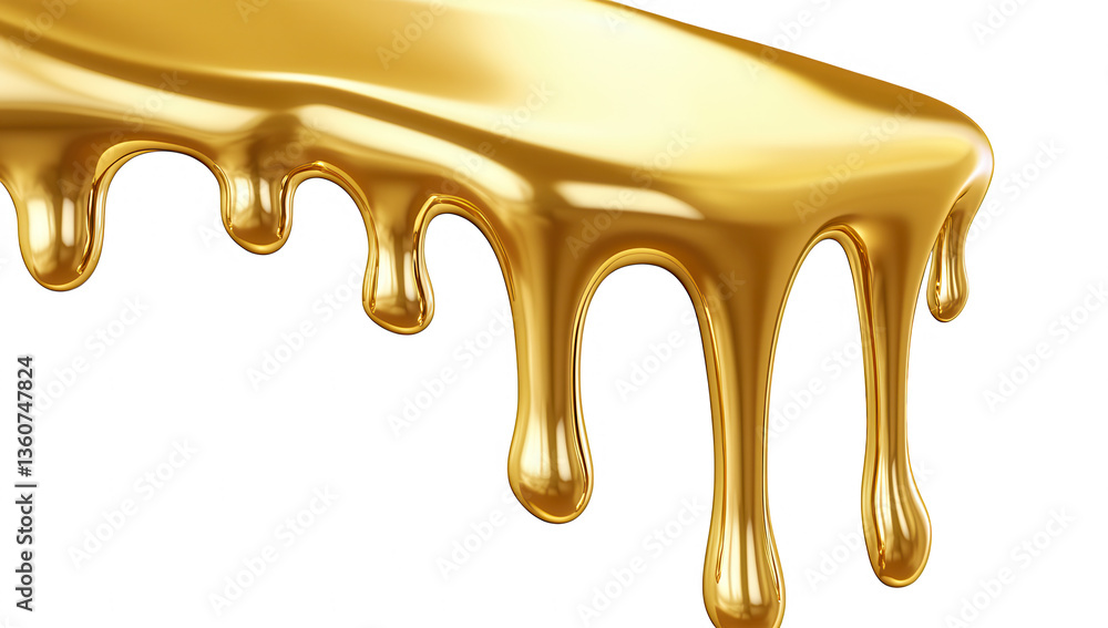 Poster a smooth golden substance dripping from a surface resembling honey or syrup highlighting its glossy 