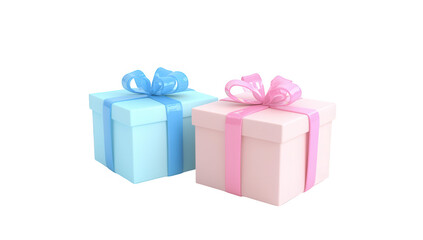 Obraz premium two gift boxes one blue and one pink each adorned with a ribbon bow set against a white background symbolizing celebration and gifting occasions