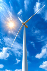 Sunny Sky Wind Turbine Energy Generation