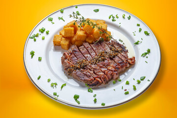 Fresh grilled meat. Grilled beef steak