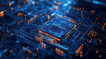 Glowing AI Processor with Interconnected CyberneticJPEG.