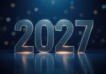 2027 New Year s Eve Celebration Glittering Metal Numbers Background