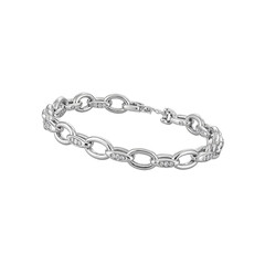 Elegant platinum bracelet with diamond studded interlocking links exuding modern sophistication and luxury