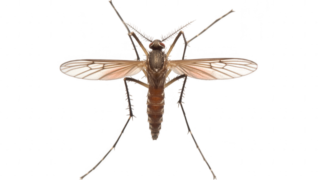 a detailed close-up of a mosquito showcasing its wings body structure and fine hairs emphasizing its anatomical features for educational or scientific purposes
