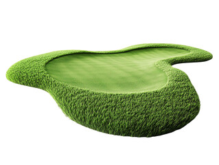 Lush Green Golf Putting Green on Transparent Background, PNG
